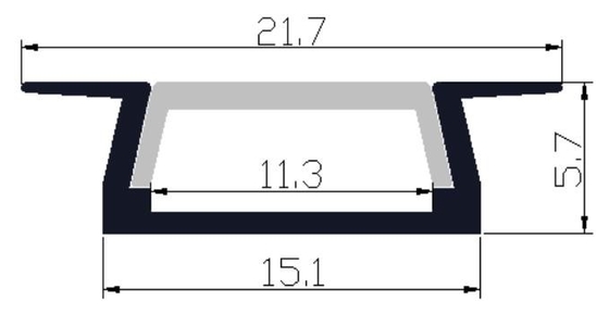 6063のLEDライト アルミニウム プロフィールは台紙21.7 x 5.7mmを引込めた