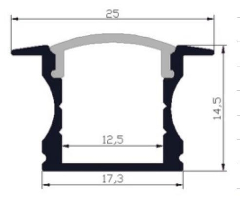 引込められた台紙LEDライト アルミニウム プロフィール25 x 14.5mm RoHS